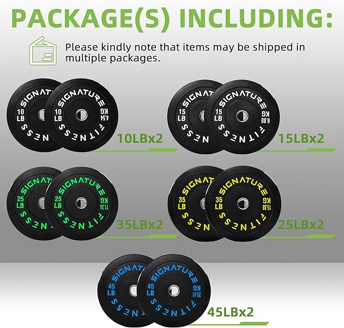 Fitvids Olympic Bumper Plates Set, 2" Weight Plates for Strength Training & Weightlifting, Paris or Set or Set with Barbell, Multiple Options