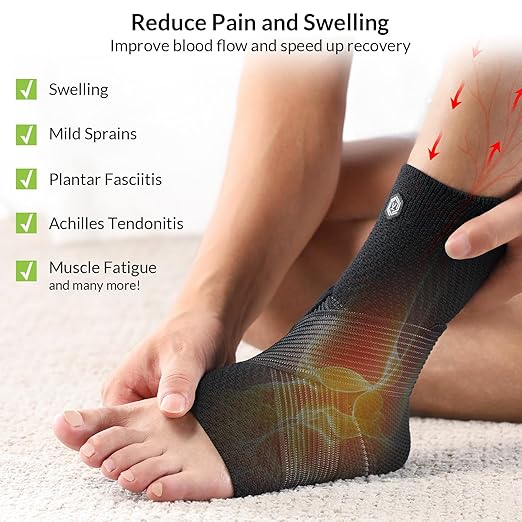 ZOELION Ankle Brace Compression Support with Removable Fishnet Strap, 3D Knit Plantar Fasciitis Relief Achilles Tendonitis Brace, Ankle Compression Sleeve for Pain Relief & Injury Healing, Black/XXL