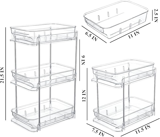 Clear CD Organizer, 3-Tier Sliding Drawer Storage Shelf - Holds 72 CDs, Versatile Organizer for VCDs DVDs CDs, Cosmetics, Cups (3-Tier)