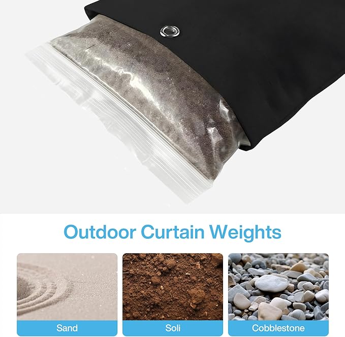 16 Pack Outdoor Curtain Weights, 15oz Curtain Weights Bags, Drapery Bottom Windproof Weighted Sandbag Bags with Sealed Bags & Clips for Outdoor, Patio Curtains Gazebo Tablecloths