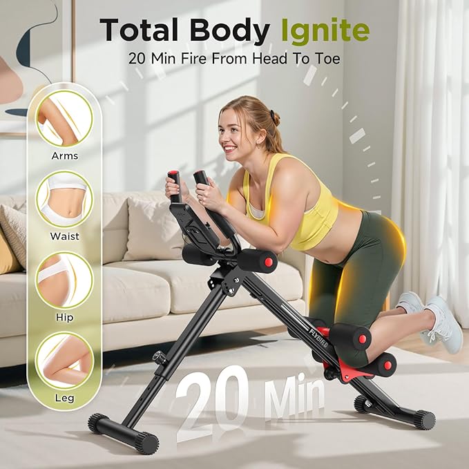 FLYBIRD AW1 Ab Workout Machine, Ab Crunch Machine Ab Workout Equipment Foldable for Home Gym, Bottom-Up Abdominal Trainer for Core Waist Workout and Body Shaping with Adjustable Heights and Angles, Red