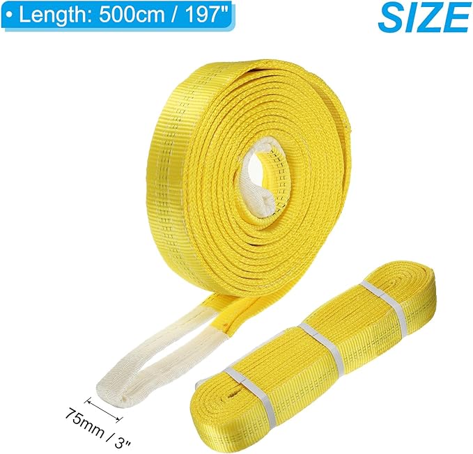 PATIKIL Lifting Slings Straps, 1 Pcs Polyester 16ft Heavy Web Slings Duty Flat Lifting Belts Pull Lifting Straps Slings Mount(6613lbs), Yellow