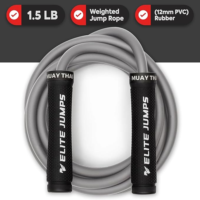 Muay Thai 3.0 Weighted Jump Rope for Men & Women - Professionally Designed for High-Intensity Training | Muay Thai, MMA & Fitness Jump Rope - Full Body Workout Weighted Rope