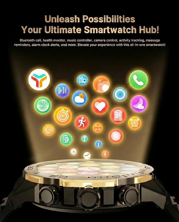 SOUYIE Men's Smart Watch with Bluetooth Call, 1.43" AMOLED Round Dial, Luxury Stainless Steel & Silicone Bands, Business Sport Fitness Tracker, Heart Rate/Blood Pressure/Sleep Monitor for iOS Android
