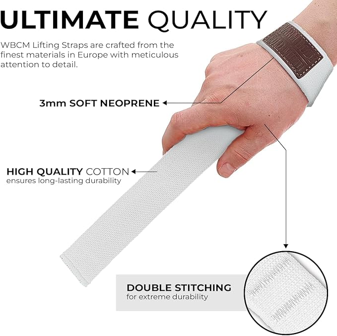 WARM BODY COLD MIND Lasso Lifting Wrist Straps for Cross Training - Rated at 770 lb - Hand Wraps for Olympic Weightlifting, Powerlifting, Weight Lifting, Bodybuilding Strength Deadlift Gym Bar, Cotton