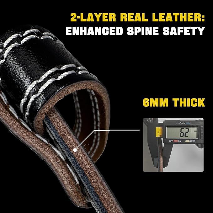 Genuine Leather Weightlifting Belt (6mm Thick) – Unisex Exercise Belt for Strength Training, Weight Lifting, Squats, with Waist Support | Adjustable Design, Suitable for Various Workouts