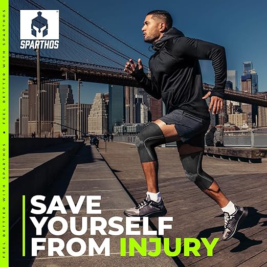 Sparthos Knee Compression Sleeves by (Pair) – Joint Protection and Support for Running, Sports, Knee Pain Relief (Midnight Black, X-Large)