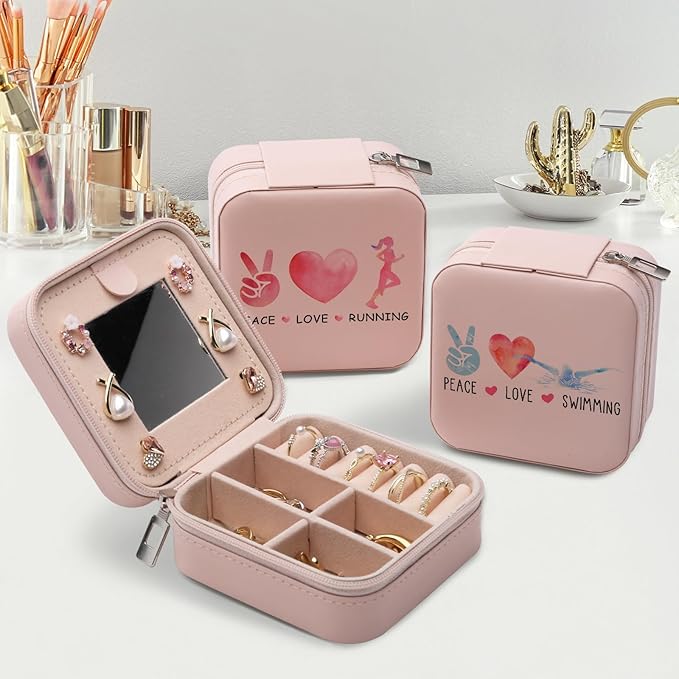 Running Gifts Runner Jewelry Box for Women, Running Lover Gifts for Women Female Friend, Birthday Gifts for Gym Runner Marathon Lover Jewelry Case Travel Jewelry Organizer