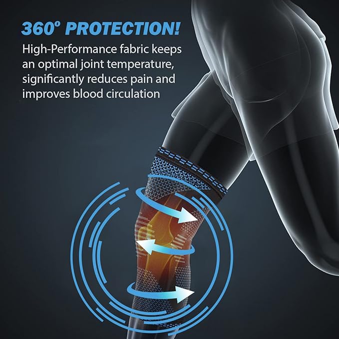 POWERLIX Knee Compression Sleeve - Best Knee Brace for Knee Pain for Men & Women â€“ Knee Support for Running, Basketball, Volleyball, Weightlifting, Gym, Workout, Sports - (Light Blue XXL)
