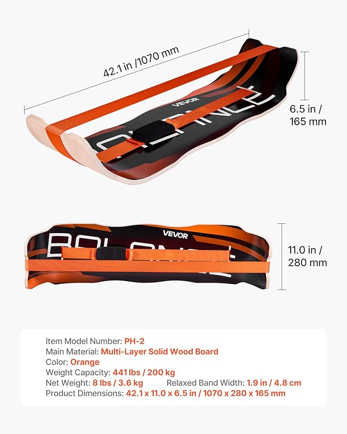 VEVOR Balance Board, Wobble Board Trainer for Adults, Premium Wooden Curved Balance Training Equipment, Compact & Lightweight for Core Workouts, Standing Desk Exercise, Home Gym, Yoga & More, Orange