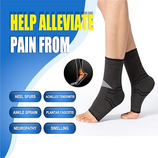 ABIRAM Ankle Brace for Men & Women - Adjustable Compression Sleeve with Wrap, Ion-Matrix Support for Sprained Ankle, Plantar Fasciitis, Achilles Tendonitis Relief - Breathable Gear for Running, Sports