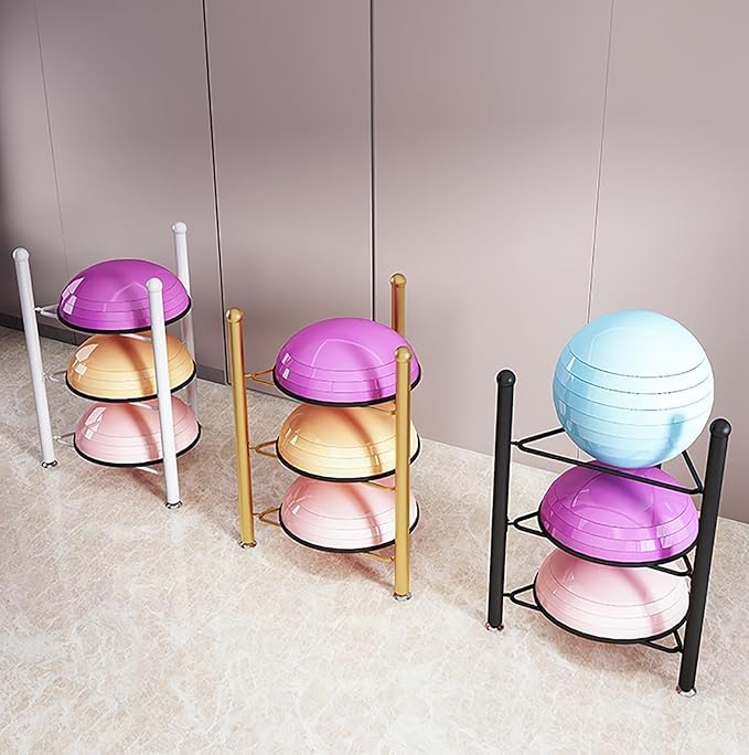 Floor Stand Storage Organizer for Balance Balls, Exercise Half Balance Ball Rack, Home Gym Equipment for Bosu, Slam Bowling, Medicine Balls