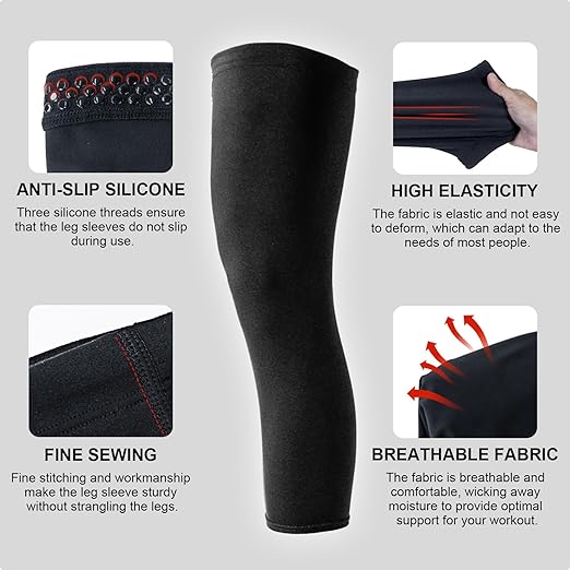 Knee Brace Undersleeve - Knee Undersleeves for Women & Men Leg Undersleeve for Knee Brace, Closed Patella, M 2 Pieces