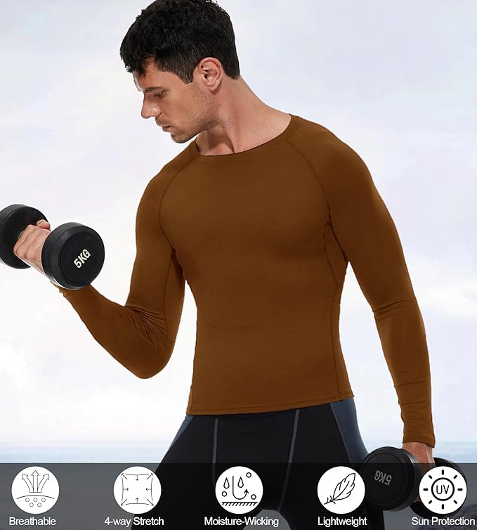 SPVISE 1 or 3 Pack Men's Compression Shirts Long Sleeve Workout Gym T-Shirt Running Top Cool Dry Sports Baselayer Undershirts