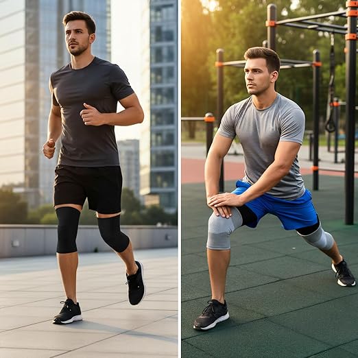 Bamboo Charcoal Compression Knee Sleeve for Runners & Arthritis - Elastic, Breathable Knee Support Pads with Warmth & Odor Control (Gray+Black) (X-Large)