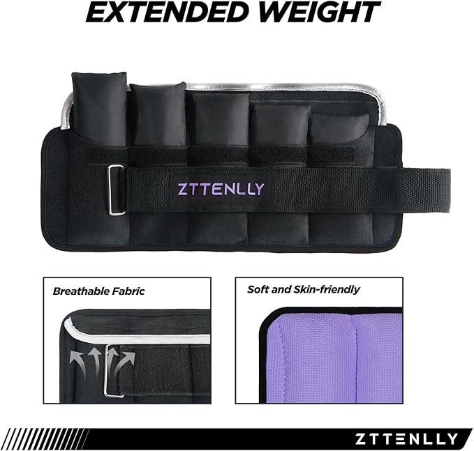 Adjustable Ankle Weights 1-5/10/15/20LBS Pair with Carry Bag - Breathable Fabrics, Reflective Trim - Strength Training Leg Wrist Arm Ankle Walking Weights Sets for Women Men Kids