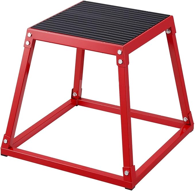18 Inch Plyo Box - Steel Jump Box for Fitness, Agility Training - Heavy Duty Platform for Home Gym - Step Up Box - Conditioning Strength Workout - Red