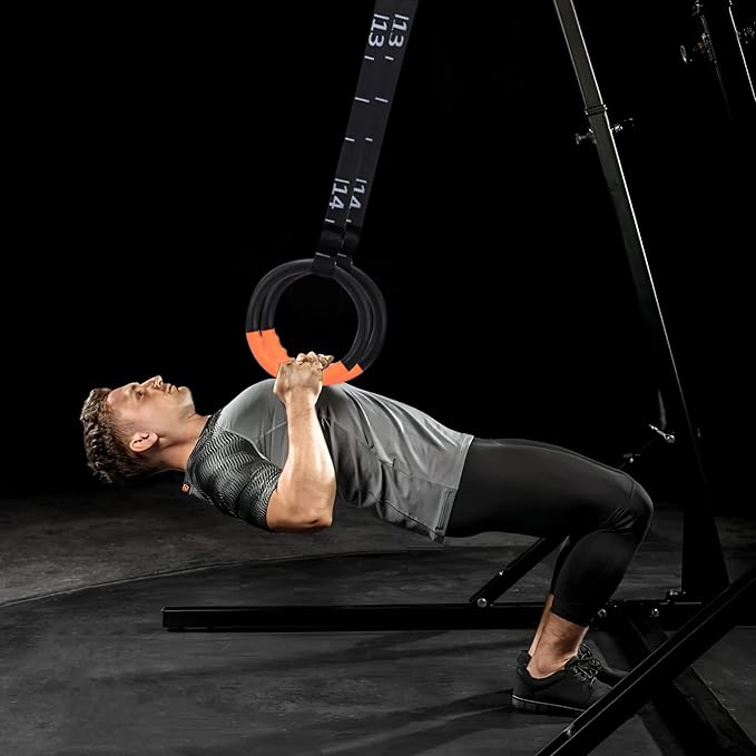 Teamaze Gymnastic Rings with 15 FT Adjustable Straps Non-Slip Gymnastics Rings Pull Up Workout Rings for Home Gym Exercise, Training