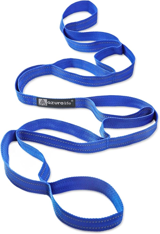 A AZURELIFE Premium Durable Stretch Straps with Loops, Stretching Strap for Physical Therapy, Multi-Loop Yoga Strap Fitness Exercise Strap for Yoga, Pilates, Dance, Flexibility&Exercise