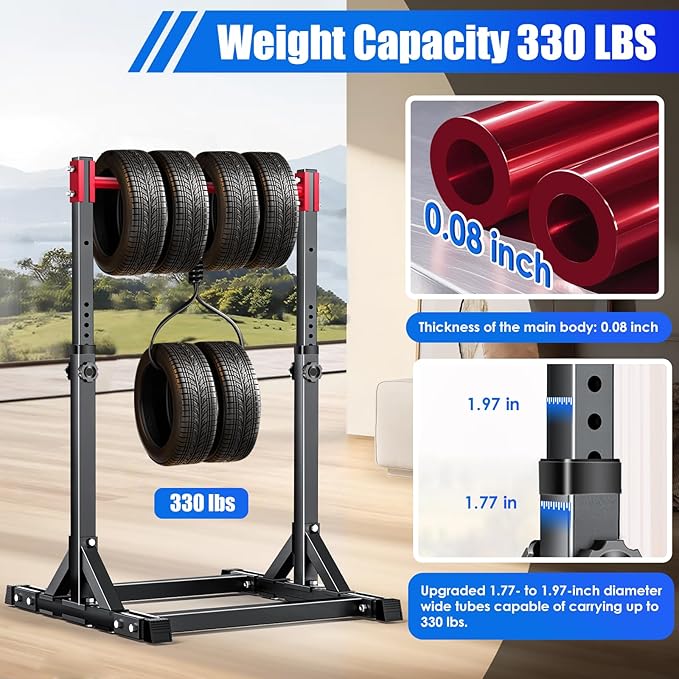 AFFLUENT Pull Up Bar Stand Free Standing Pull Up Bar Station 8 Adjustable Heights Power Tower for Home Gym Workout 330lbs Capacity