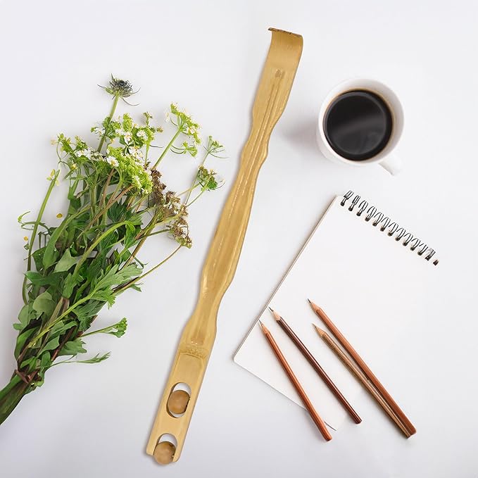 BambooMN 17 Inch Bamboo Wooden Back Scratcher Smooth Massage Roller Handle for Itching Stress Relief, 10 Units
