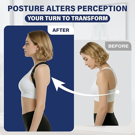 Posture Corrector for Men and Women, UltraSupport+ Comfortable Upper and Back Brace, Pain Relief from Bad Posture for Slumping Shoulders, Hunching, Shoulder Pain Neck. Adjustable Back Straightener.