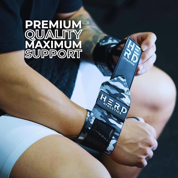 Weightlifting Wrist Wraps – 12" & 18" Adjustable Support with Thumb Loop – Medium Stiffness for Powerlifting, Olympic Lifting, Functional Fitness, Bodybuilding