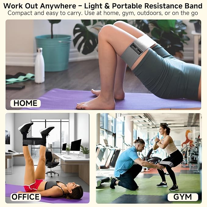 Resistance Bands, Fabric Workout Bands for Women & Men, Cloth Booty Resistance Loop Bands, Thick Squat Bands for Home Fitness, Gym, Yoga, Pilates for Butt Legs Thigh Hip Glute