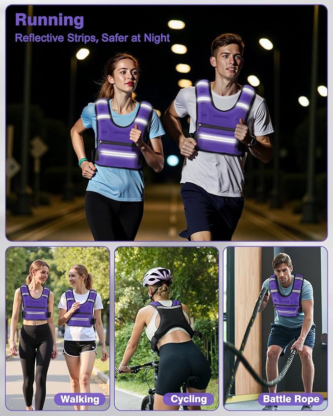 Weighted Vests for Women Men, 8 12 16 20 lb Weighted Vest with Storage Pockets, Rucking Vest with Reflective Stripe, Adjustable Straps Weight Vest for Running, Walking, Workout, Training