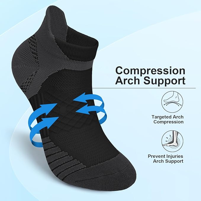 Iseasoo Copper Ankle Compression Socks - Low Cut Arch Support Socks for Men & Women, Running, Nurses, Plantar Fasciitis Socks