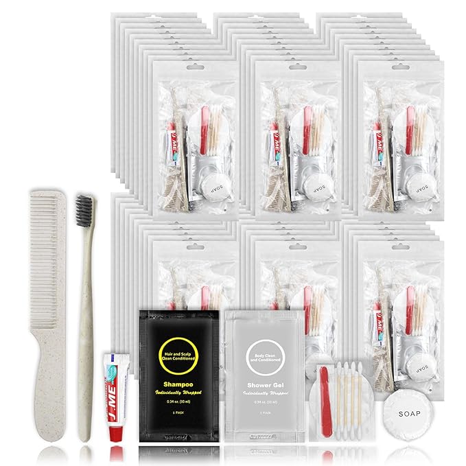 Toiletry Kits Homeless Personal Hygiene Kits for Homeless Care Package Supplies In Bulk, Disposable Travel Size Essential Women Men Toiletries Set for Hotel, Charity,Camping,Travel (100 Pack)