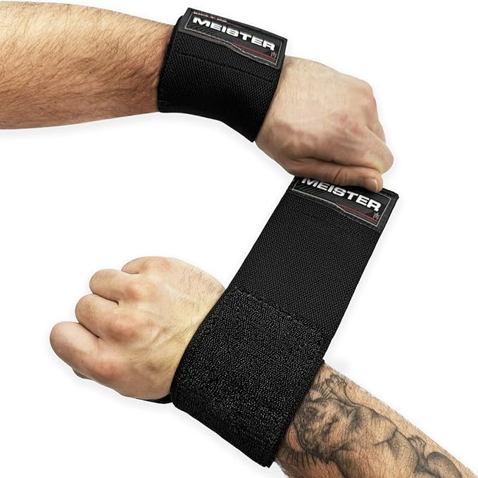 Meister 18" Elastic Wrist Wraps - Heavy-Duty Support for Weightlifting, Strength & Cross Training