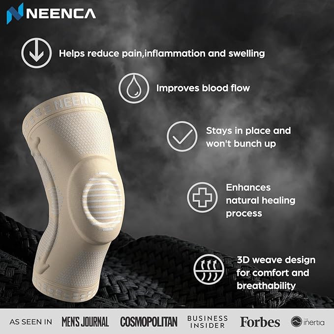 NEENCA Professional Knee Brace for Pain Relief, Medical Knee Support with Patella Pad & Side Stabilizers, Compression Knee Sleeve for Meniscus Tear, ACL, Joint Pain, Runner, Workout (Beige, X-Small)