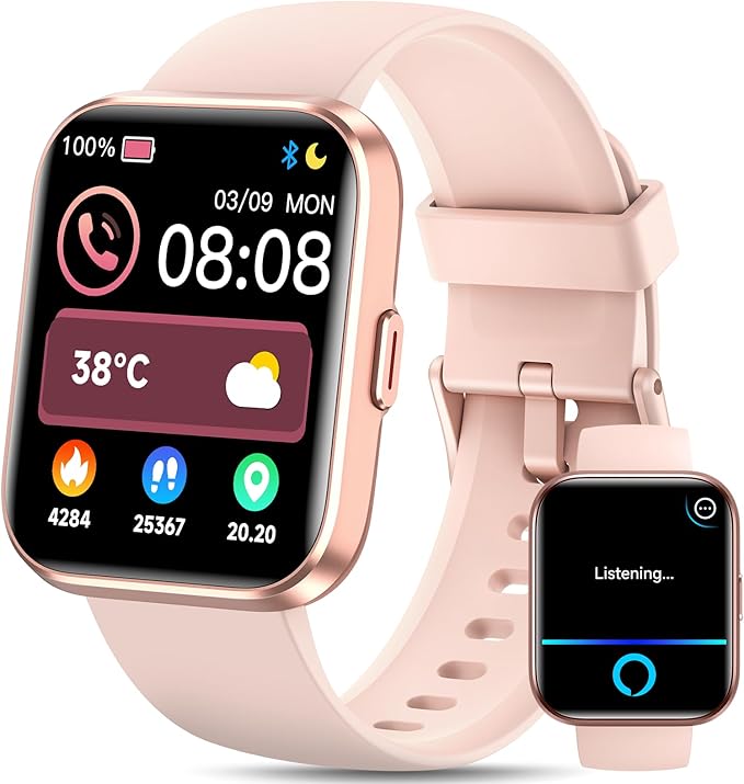 Smart Watch for Women Gifts, Womens Smartwatch with Sleep,Heart Rate,Pressure,SpO2 Monitor & Cycle Tracking, Alexa/AI Voice & Call Fitness Watch with Schedule Reminders & 100+ Sports Modes-Pink