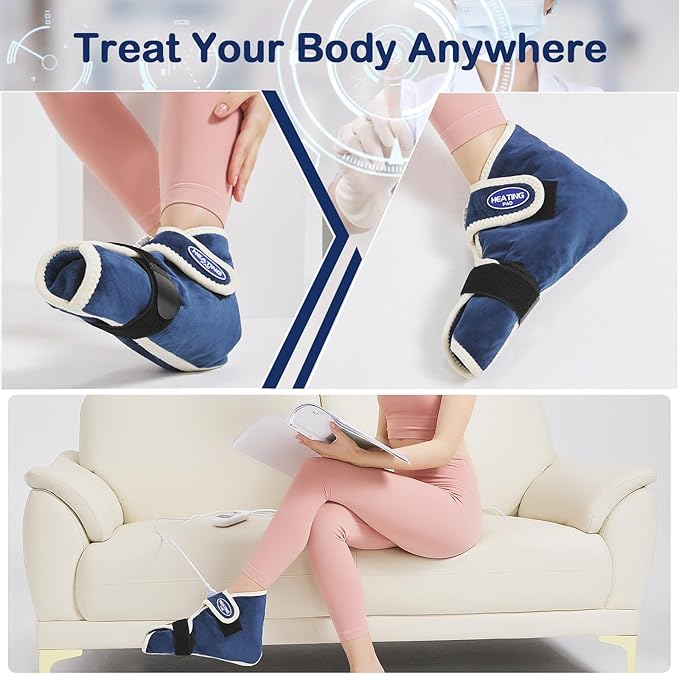 AOKESTE Foot Heating Pad,Heating Pad for Foot for Achilles Tendonitis,Feet Warmers with Adjustable Temperature for Pain Relief,Auto Shut Off Electric Heated Ankle Warmer for Men Women