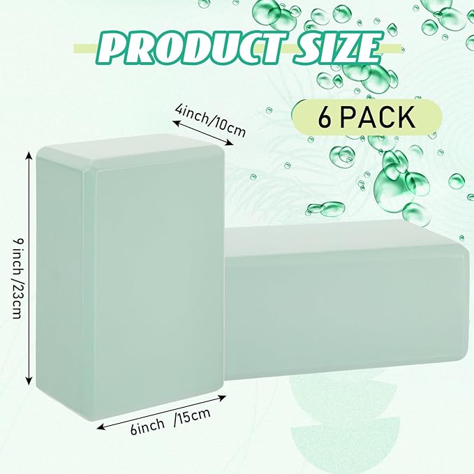 Wettarn 6 Pack Yoga Blocks 9 x 6 x 4 Inch EVA Foam Lightweight Non Slip Yoga Props for Pilates Stretching Meditation