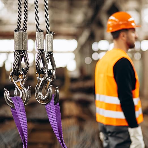 Lift Sling Straps,1" x 2' 2-Ply Heavy Duty Flat Eye Lift Slings,Polyester Lifting Strap Nylon Tree Saver Recovery Strap Web Sling Rigging Moving Tow Hoist Gear Straps Kit 3200 lb 2600 lb 6400 lb