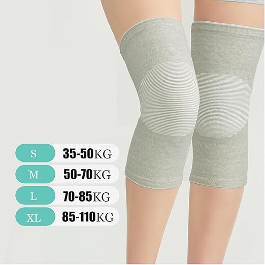 Bamboo Charcoal Knee Sleeve - Bamboo Compression Knee Sleeve for Men and Women - Elastic Warm Knee Brace for Arthritis(Gray, Large)