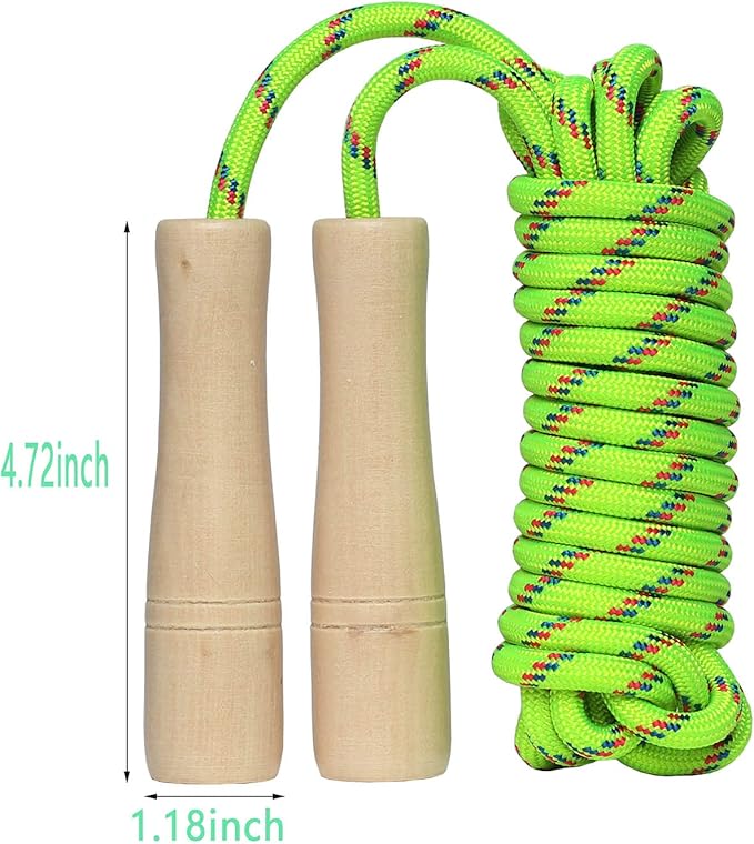 Double Dutch Jump Rope 16 ft 2 Pack, Adjustable Long Skipping Rope with Wooden Handle, Multiplayer Team Jumping Rope for Kids Adults, Long Enough for 5-6 Jumpers