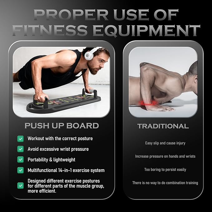 Push Up Board Fitness, Workout Home Gym Equipment, 20 in 1 Exercise Pushup Bar Handles for Floor, Strength Training Equipment for Men