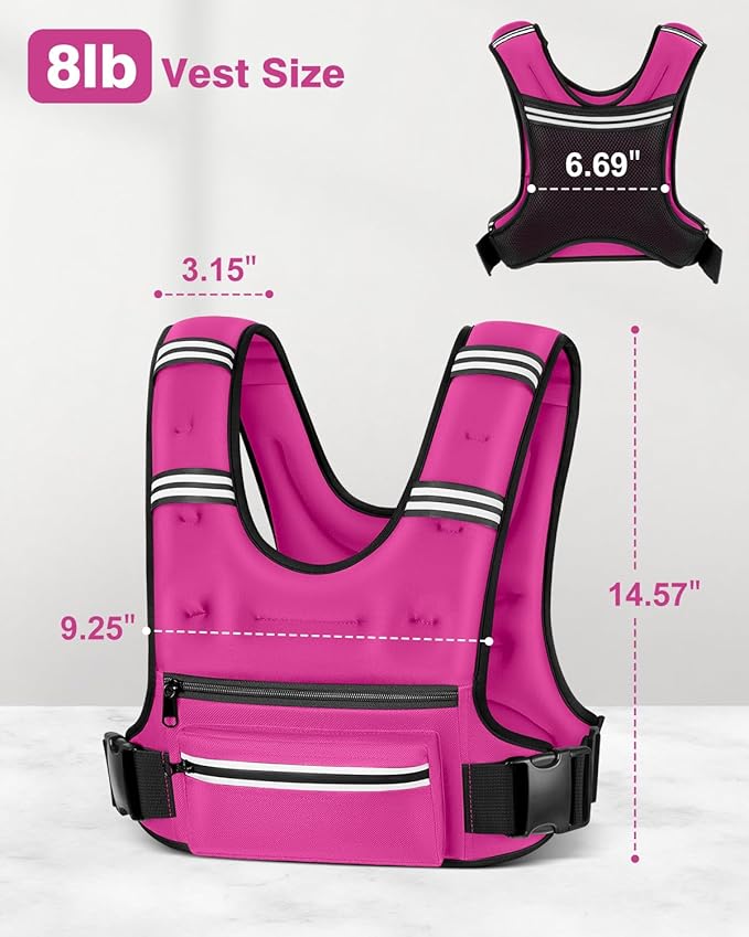 Weighted Vests for Women Men, 8 12 16 20 lb Weighted Vest with Storage Pockets, Rucking Vest with Reflective Stripe, Adjustable Straps Weight Vest for Running, Walking, Workout, Training