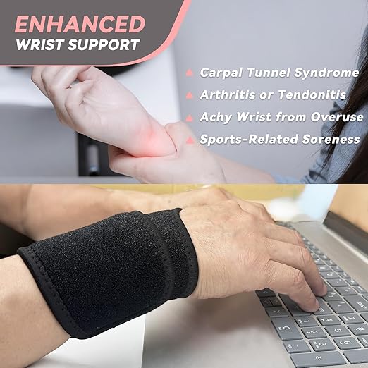 Wrist Brace for Carpal Tunnel 2 Pack Right Left Hand, Wrist Support Wraps for Women Men, Adjustable Wrist Brace for Day Night Support, Tendonitis, Arthritis, Weightlifting, Sports, Grey&Black