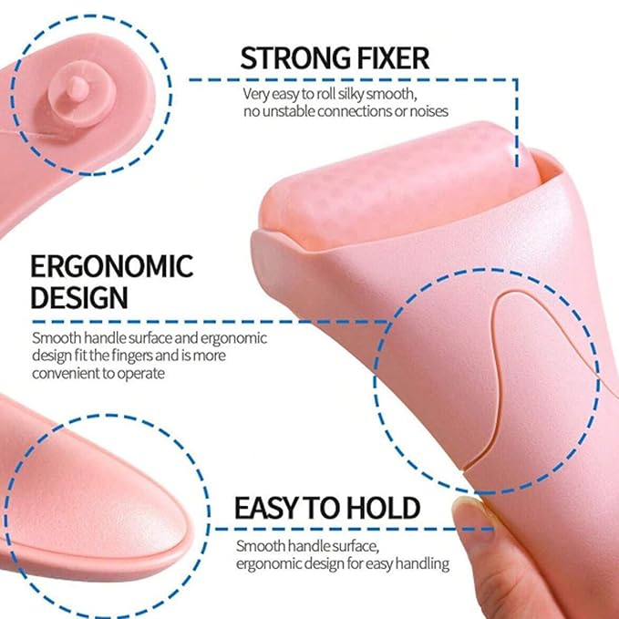 Ice Roller for Face, Face Roller - Cold Massage Stick for Cooling and Calming Puffiness, Wrinkles, Fine Lines - Skin Care Tools - Self Care Gifts for Women and Men (Nude Pink)