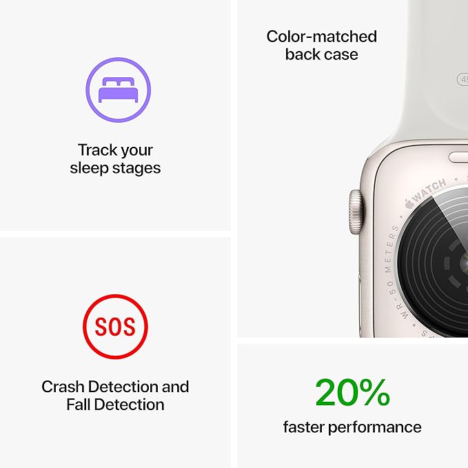 Apple Watch SE (2nd Gen) (GPS, 44mm) - Starlight Aluminum Case with Starlight Sport Band, M/L (Renewed)