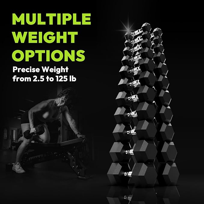 Hex Dumbbell Set 2.5-65 lb, Rubber Encased Hex Dumbbells for Home Gym, Weights Dumbbells Set of 2 Hand Weights for Strength Training & Fitness Exercise