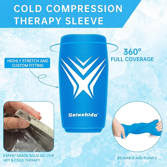 Extended Leg Knee Ice Pack Wrap for Injuries Compression, Reusable Gift Soft Gel Freeze Knees Brace for Swelling, Replacement Surgery, Cold Compress Therapy for Arthritis, Meniscus Tear and ACL