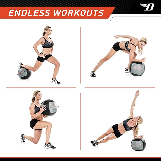 Bionic Body Soft Medicine Ball Weighted Slam Wall Ball for Cardio Workout and Core Training – Ideal for Squat, Lunge, and Partner Toss