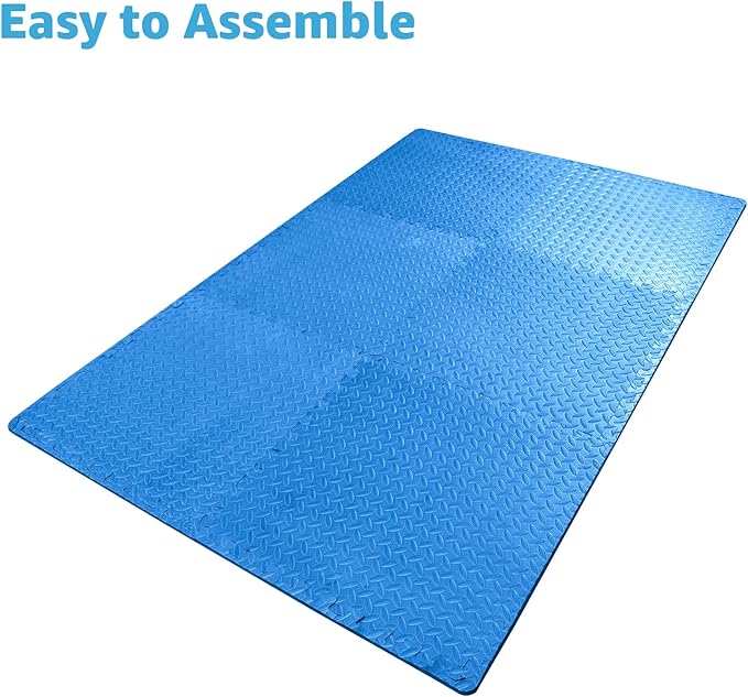 Art3d 24 Sq.Ft Eva Puzzle Exercise Mats, 1/2" Thick Foam Interlocking Tiles for Gyms, Flooring, Workout, Gym Equipments, Pack of 6, Blue