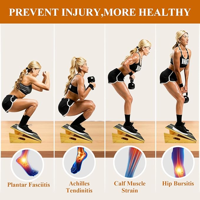 Professional Wooden Slant Board, Adjustable Incline Board and Calf Stretcher, Slant Board for Calf Stretching, Balance Stretch Board