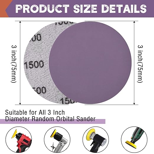 35 Pcs 3-Inch Sanding Discs WEWINK PLUS 1000 Grits Hook and Loop Sandpaper Professional Aluminum Oxide Sand Paper Wet Dry Polish for Wood Metal Paint Finishing